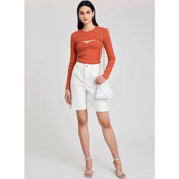 NWT DEREK LAM Sz 26 Ten Crosby Short in Soft White Cutoff High Waisted